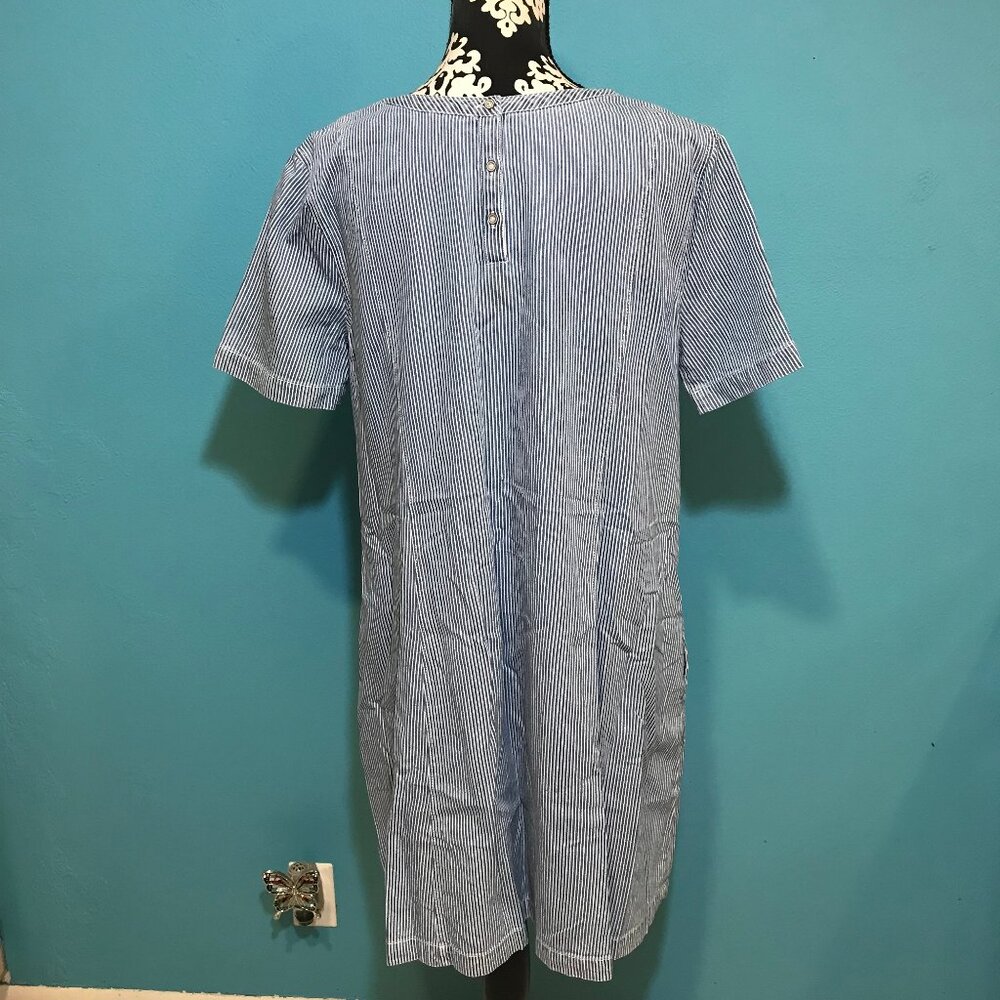 Caslon Woman's Blue & White Striped Denim Frock Dress EUC Large L Casual Career - Picture 6 of 13